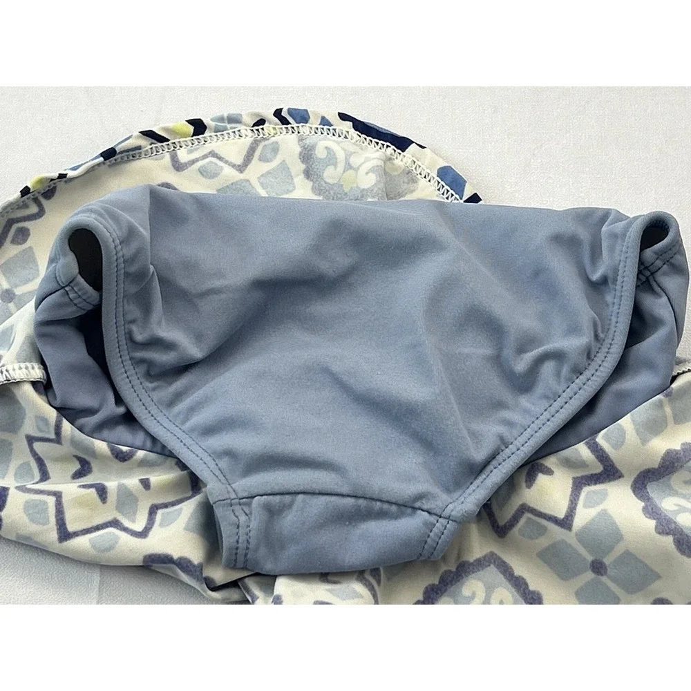Gymboree Girls 12-18M Blue Tile Print Swim Skirt Bottom Skirted Bikini Brief